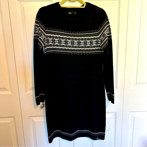 Neve Woman's Sweater Dress Merino Wool Polyester Blend Nordic Fairisle Size M - Picture 1 of 11